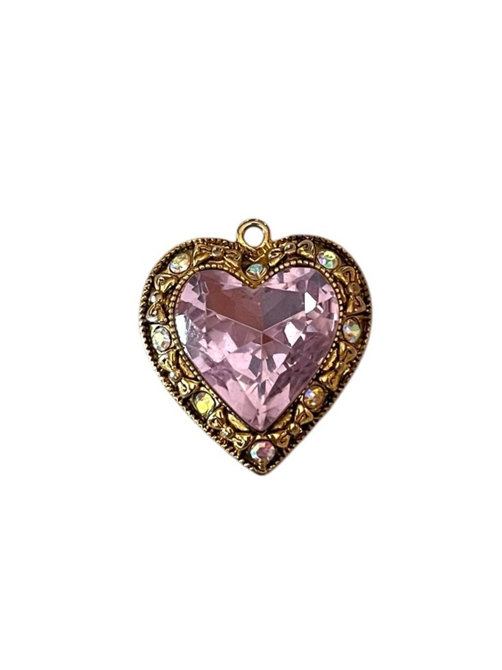 Betsey Johnson Y2K Pink Crystal Heart Pendant - Picture 1 of 5